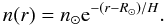 \begin{equation} \label{densityexponential} n(r)=n_\odot {\rm e}^{-(r-R_\odot)/H}. \end{equation}