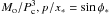 \hbox{$M_{\rm o}/P_{\rm c}^3,p/x_*=\sin \phi_*$}