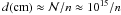 \hbox{$d ({\rm cm}) \approx {\cal N}/n\approx 10^{15}/n$}