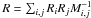 \hbox{$R = \sum_{i,j} R_i R_j M^{-1}_{i,j}$}