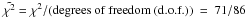 \hbox{$\tilde{\chi^2}=\chi^2/(\textrm{degrees of freedom (d.o.f.))}~=~71/86$}
