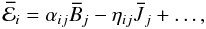 \begin{equation} \meanemf_i=\alpha_{ij}\meanB_j-\eta_{ij}\meanJ_j+\ldots, \label{alphaeta} \end{equation}