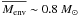 \hbox{$\overline{M_{\rm{env}}}\sim 0.8~M_{\odot}$}