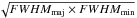\hbox{$\sqrt{FWHM_{\mathrm{maj}} \times FWHM_{\mathrm{min}}}$}