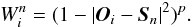 \begin{equation} W_{i}^{n} =(1- |\vec{O}_i - \vec{S}_n|^2)^{p}. \label{eq:dichodif_weight_distances} \end{equation}