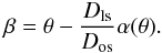 \begin{equation} \label{lens_equation} \beta = \theta - \frac{D_{\rm ls}}{D_{\rm os}}\alpha(\theta). \end{equation}