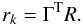 \begin{equation} r_{k} = \Gamma^{\rm T}R. \end{equation}