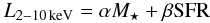\begin{equation} L_{\rm 2{-}10\,keV} = \alpha M_{\star} + \beta {\rm SFR} \label{eqn_lxsfr} \end{equation}