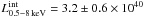 \hbox{$L^{\rm int}_{\rm 0.5{-}8\,keV} = 3.2 \pm 0.6 \times 10^{40}$}