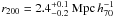 \hbox{$r_{200}=2.4^{\rm +0.1}_{\rm -0.2}~{\rm Mpc}\,h^{\rm -1}_{\rm 70}$}