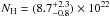 \hbox{$N_{\rm H} = (8.7^{+2.3}_{-0.8}) \times 10^{22}$}