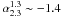 \hbox{$\alpha^{1.3}_{2.3} \sim -1.4$}