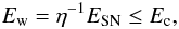 \begin{eqnarray} E_{\rm w}=\eta^{-1}E_{\rm SN}\le E_{\rm c}, \label{EQN_C1} \end{eqnarray}