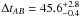 \hbox{$\Delta t_{AB} = 45.6_{-0.4}^{+2.8}$}