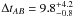\hbox{$\Delta t_{AB} = 9.8_{-0.8}^{+4.2}$}