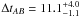 \hbox{$\Delta t_{AB} = 11.1_{-1.1}^{+4.0}$}