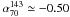 \hbox{$\alpha_{70}^{143}\simeq -0.50$}