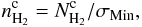 \begin{equation} n_{\rm{H}_2}^{\rm c} = N_{\rm{H}_{2}}^{\rm c}/\sigma_{\rm Min}, \end{equation}