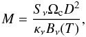 \begin{equation} M = \frac{S_{\nu} \Omega_{\rm c} D^2}{ \kappa_{\nu} B_{\nu}(T)}, \end{equation}