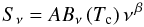 \begin{equation} S_{\nu} = A B_{\nu}\left( T_{\rm c} \right) \nu^{\,\beta} \label{Eq:SED} \end{equation}