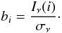 \begin{equation} b_i = \frac{I_\nu(i)}{\sigma_\nu}\cdot \end{equation}