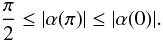 \appendix \setcounter{section}{1} \begin{equation} \frac{\pi}{2}\leq |\alpha (\pi)|\leq |\alpha(0)|. \end{equation}
