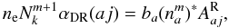 \appendix \setcounter{section}{1} \begin{equation} n_{\rm e} N_k^{m+1} \alpha_{\rm DR}(aj) = b_a (n_a^m)^{*} A_{aj}^{\rm R}, \label{dr-rate-3} \end{equation}
