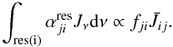\appendix \setcounter{section}{1} \begin{eqnarray*} \int_{\rm res(i)} \alpha_{ji}^{\rm res} J_\nu \dd \nu \propto f_{ji} \bar{J}_{ij}. \end{eqnarray*}