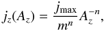 \begin{equation} j_z(A_z)=\frac{j_{\rm max}}{m^n}A_z^{-n} , \label{sing} \end{equation}