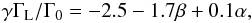 \appendix \setcounter{section}{1} \begin{equation} \label{eq:lindblad} \gamma \Gamma_{\rm L} / \Gamma_0 = -2.5 - 1.7 \beta + 0.1 \alpha , \end{equation}