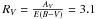 \hbox{$R_V= \frac{A_V}{E(B-V)} = 3.1$}