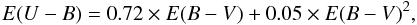\begin{equation} E(U-B) = 0.72 \times E(B-V) + 0.05 \times E(B-V)^{2} , \end{equation}