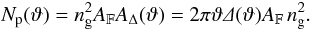 \appendix \setcounter{section}{3} \begin{equation} \MeanNormSum(\vartheta) = \ngal^2 \AFOV \ABin(\vartheta) = 2 \pi \vartheta \varDelta(\vartheta) \AFOV\,\ngal^2. \end{equation}