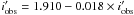 \hbox{$i^{\prime}_{\rm obs} = 1.910 -0.018 \times i^{\prime}_{\rm obs}$}