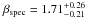 \hbox{$\beta_{\rm spec} =1.71^{+0.26}_{-0.21}$}