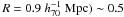 \hbox{$R=0.9 \hhh)\sim 0.5$}