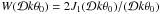 \hbox{$W({\cal D}k\theta_0)=2J_1({\cal D}k\theta_0)/ ({\cal D}k\theta_0)$}