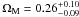 \hbox{$\Omega_{\rm M}=0.26_{-0.09}^{+0.10}$}