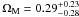 \hbox{$\Omega_{\rm M}=0.29_{-0.28}^{+0.23}$}