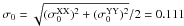 \hbox{$\sigma_{0}=\sqrt{(\sigma_{0}^{\mathrm{XX}})^2 + (\sigma_{0}^{\mathrm{YY}})^2}/2 = 0.111$}