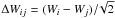 \hbox{$\Delta W_{ij} = (W_{i} - W_{j})/\!\sqrt{2}$}