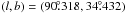 \hbox{$(l,b) = (90\fdg318, 34\fdg432)$}