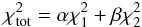 \appendix \setcounter{section}{1} \begin{equation} \chi^2_{\rm tot}=\alpha \chi_1^2 + \beta \chi_2^2 \end{equation}