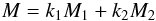 \appendix \setcounter{section}{1} \begin{equation} M=k_1M_1 + k_2M_2 \end{equation}