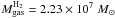 \hbox{$M_{\rm gas}^{\rm H_2}=2.23\E{7}\; M_\odot$}