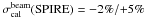 \hbox{$\sigma_{\rm cal}^{\rm beam}(\mbox{SPIRE}) = {-2\%}/{+5\%}$}