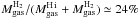 \hbox{$M_{\rm gas}^{\rm H_2}/(M_{\rm gas}^{\rm \hi}+M_{\rm gas}^{\rm H_2})\simeq 24\%$}