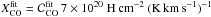 \hbox{$X_{\rm CO}^{\rm fit}=\mathcal{C}_{\rm CO}^{\rm fit}\,7\E{20}\;{\rm H\,cm^{-2}~(K\,km\,s^{-1})^{-1}}$}