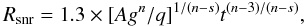\begin{equation} \label{eq:rblast} R_{\rm snr} = 1.3\times[A g^n/q]^{1/(n-s)}t^{\left(n-3)/(n-s\right)}, \end{equation}