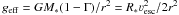\hbox{$\geff = G M_{*} (1-\Gamma) / r^{2} = R_{*} \vesc^{2} / 2r^{2}$}